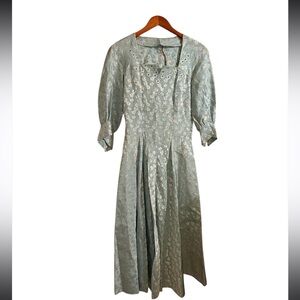 Vintage Light Blue Long Sleeve Dress Hollywood glamour